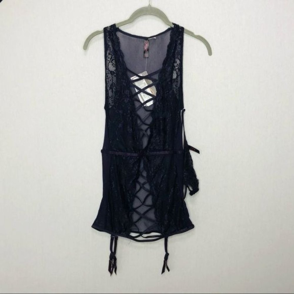 Dreamgirl Strappy Garter Chemise Set
